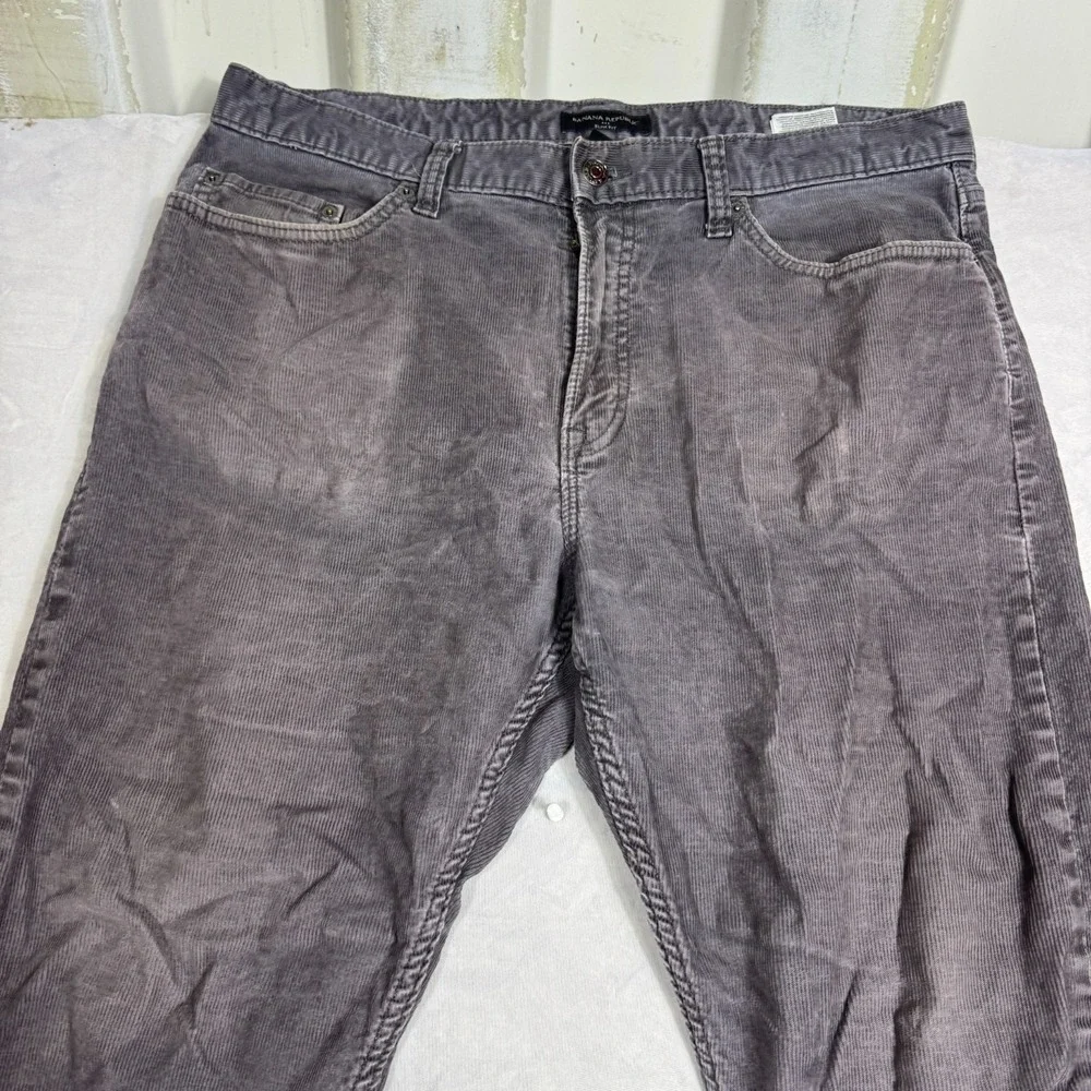 Banana Republic Mens Corduroy Pants Gray Slim‎ Fit Straight Leg Size 36x30